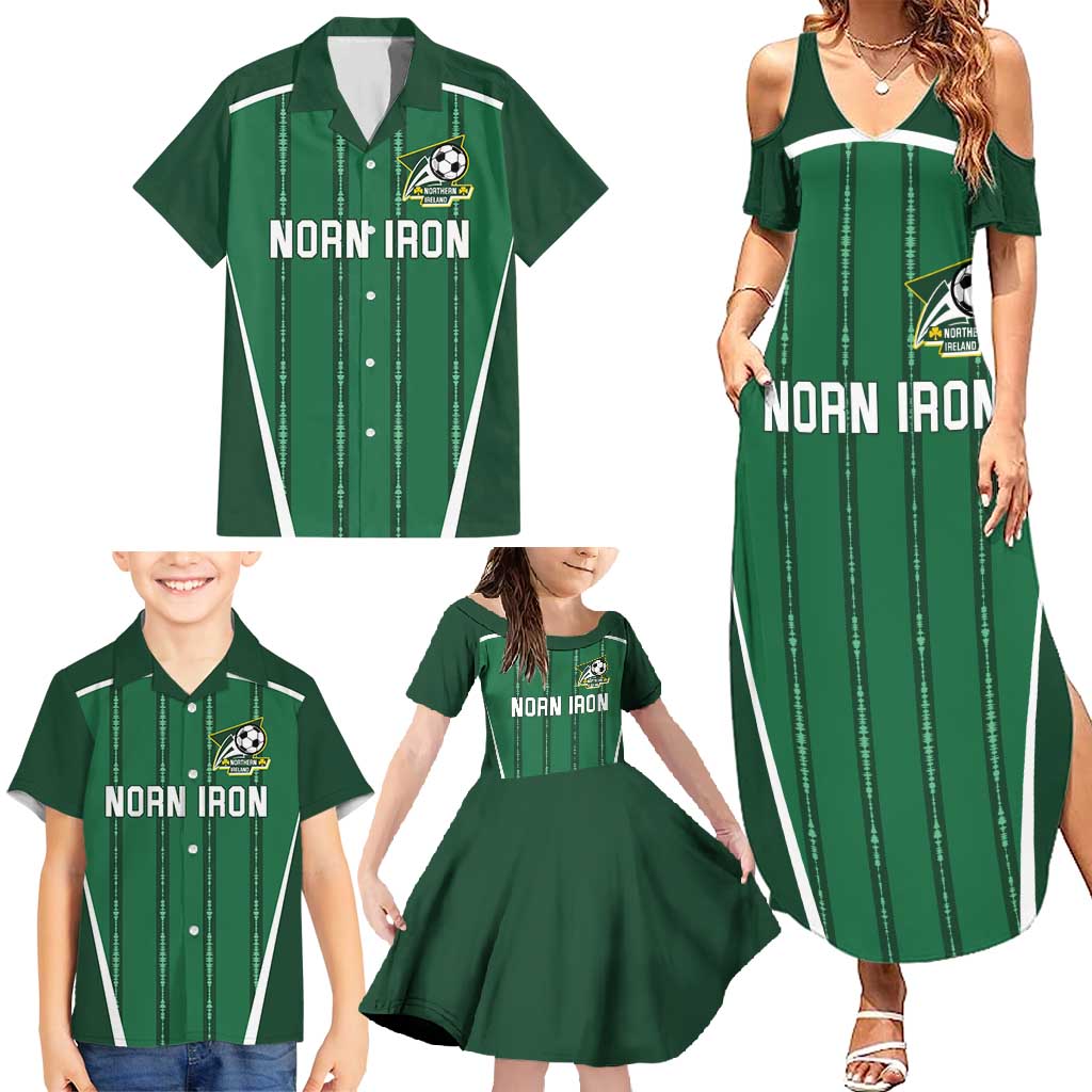 Custom Northern Ireland Football Family Matching Summer Maxi Dress and Hawaiian Shirt Norn Iron Go Champions