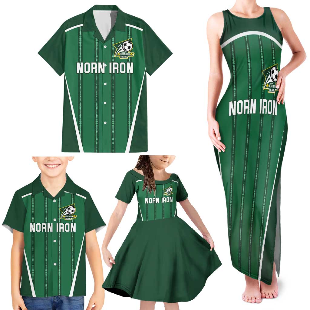 Custom Northern Ireland Football Family Matching Tank Maxi Dress and Hawaiian Shirt Norn Iron Go Champions