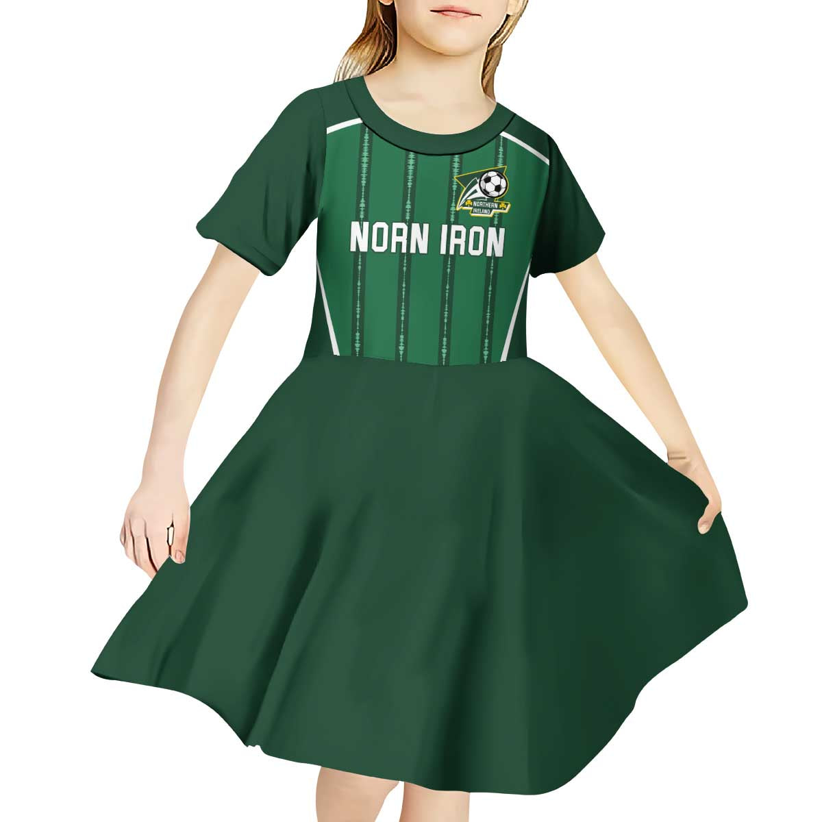 Custom Northern Ireland Football Kid Short Sleeve Dress Norn Iron Go Champions
