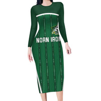 Custom Northern Ireland Football Long Sleeve Bodycon Dress Norn Iron Go Champions