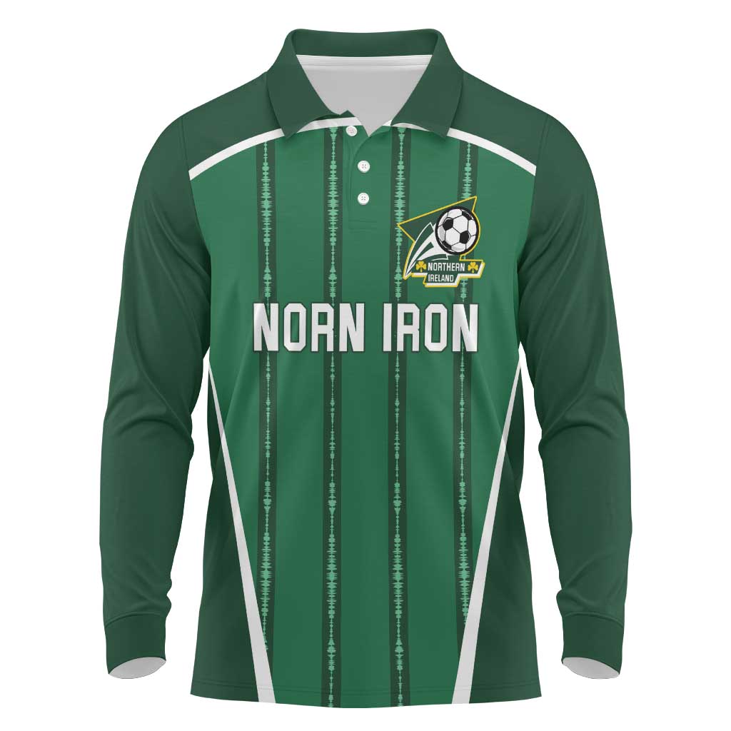 Custom Northern Ireland Football Long Sleeve Polo Shirt Norn Iron Go Champions