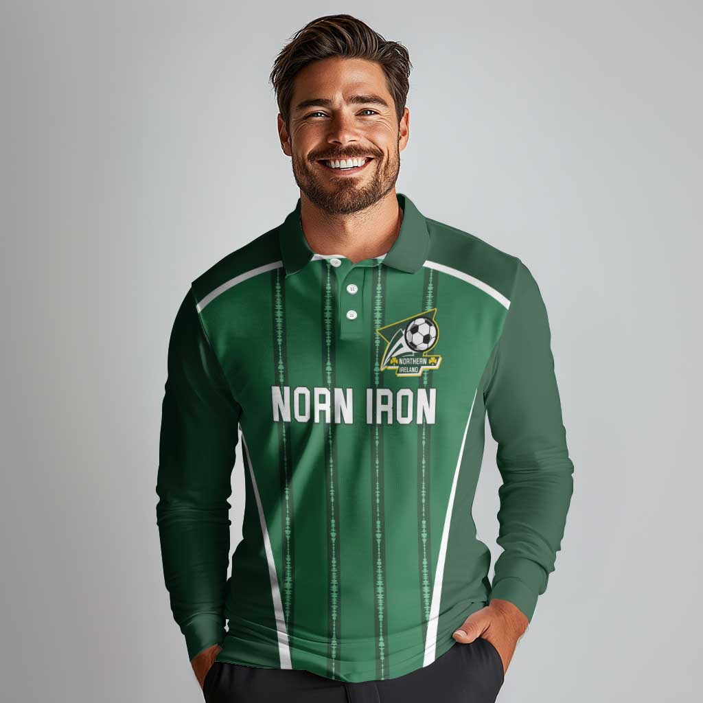 Custom Northern Ireland Football Long Sleeve Polo Shirt Norn Iron Go Champions