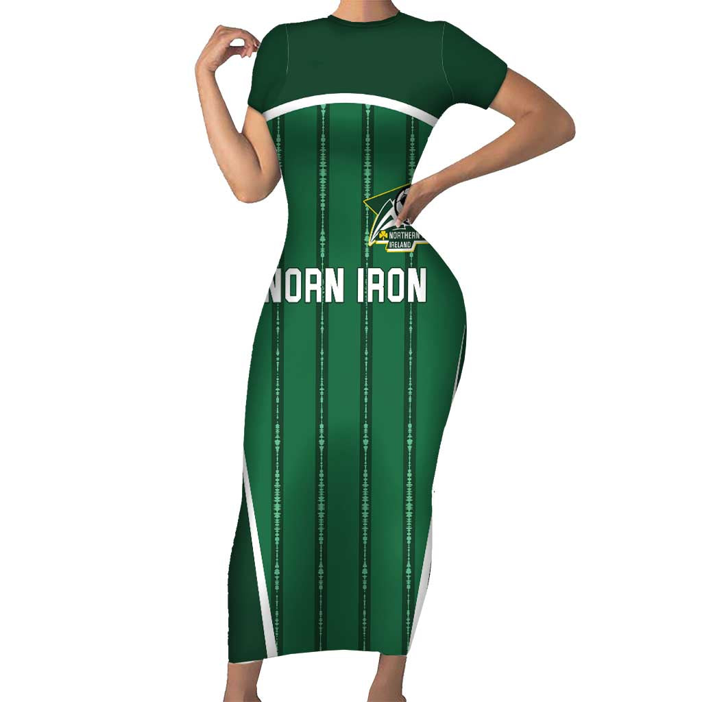 Custom Northern Ireland Football Short Sleeve Bodycon Dress Norn Iron Go Champions