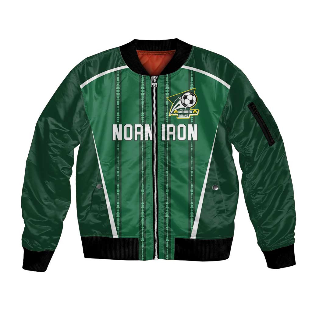 Custom Northern Ireland Football Sleeve Zip Bomber Jacket Norn Iron Go Champions