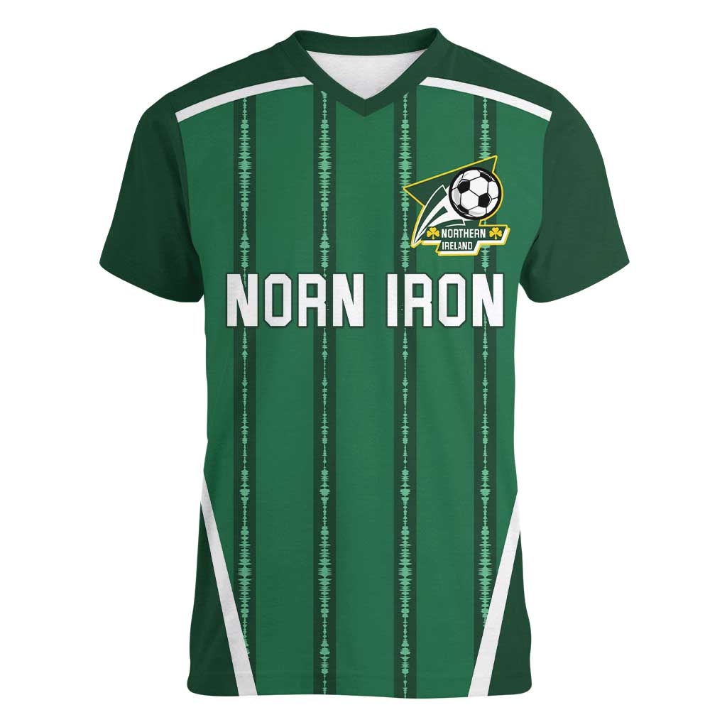 Custom Northern Ireland Football Women V-Neck T-Shirt Norn Iron Go Champions