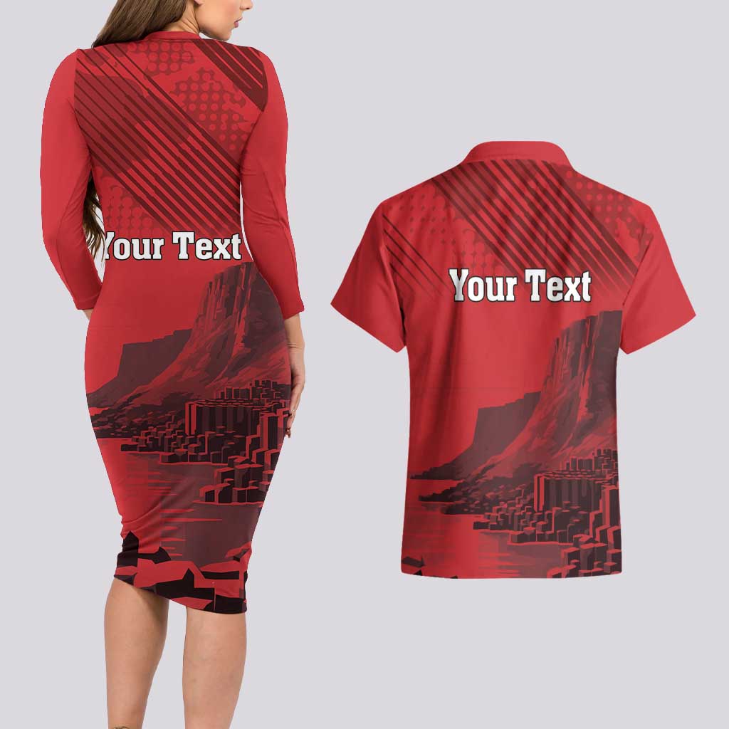 Personalized Northern Ireland Couples Matching Long Sleeve Bodycon Dress and Hawaiian Shirt Giant’s Causeway Retro Style