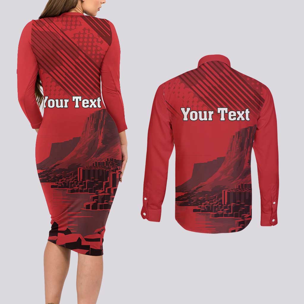 Personalized Northern Ireland Couples Matching Long Sleeve Bodycon Dress and Long Sleeve Button Shirt Giant’s Causeway Retro Style
