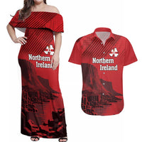 Personalized Northern Ireland Couples Matching Off Shoulder Maxi Dress and Hawaiian Shirt Giant’s Causeway Retro Style