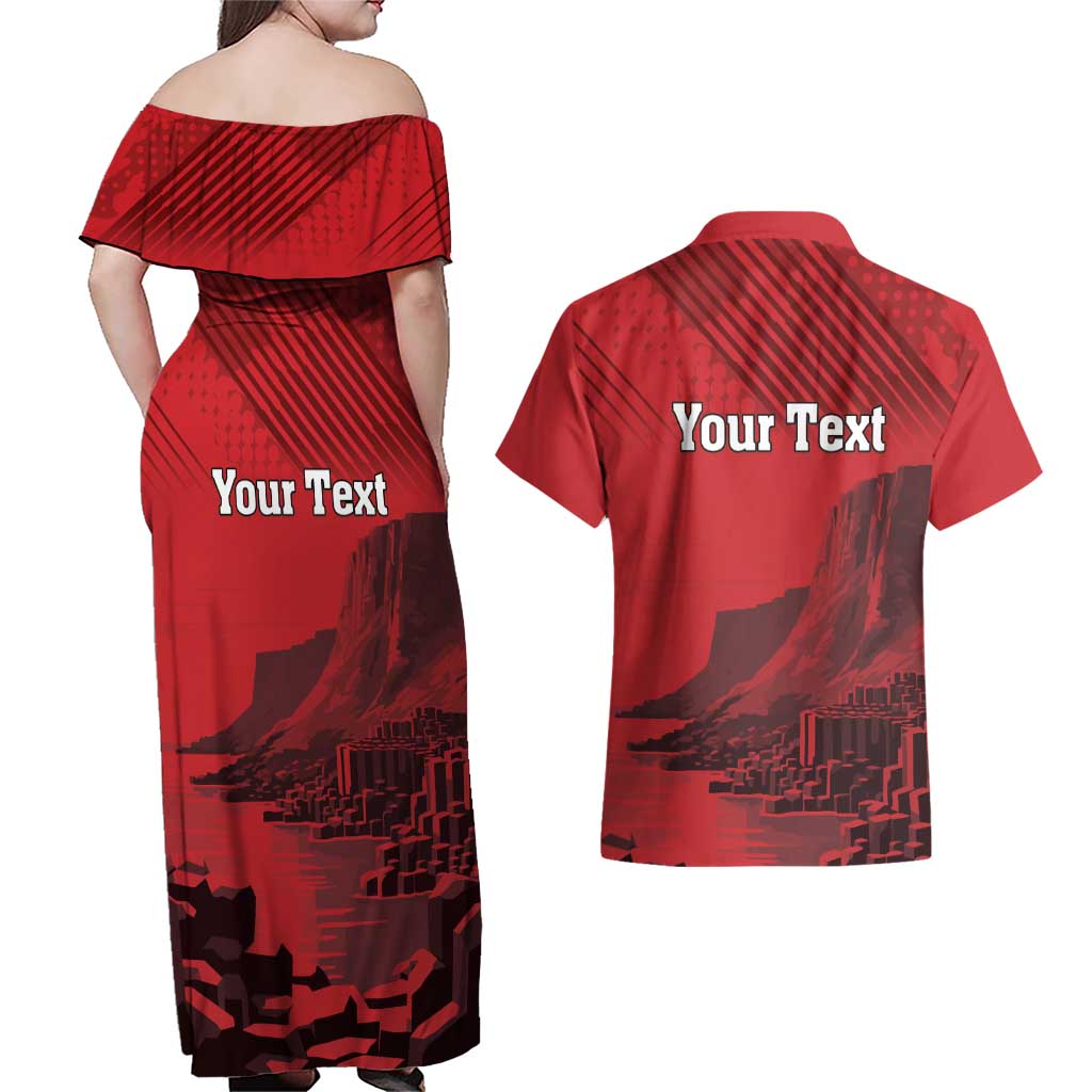 Personalized Northern Ireland Couples Matching Off Shoulder Maxi Dress and Hawaiian Shirt Giant’s Causeway Retro Style