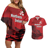 Personalized Northern Ireland Couples Matching Off Shoulder Short Dress and Hawaiian Shirt Giant’s Causeway Retro Style