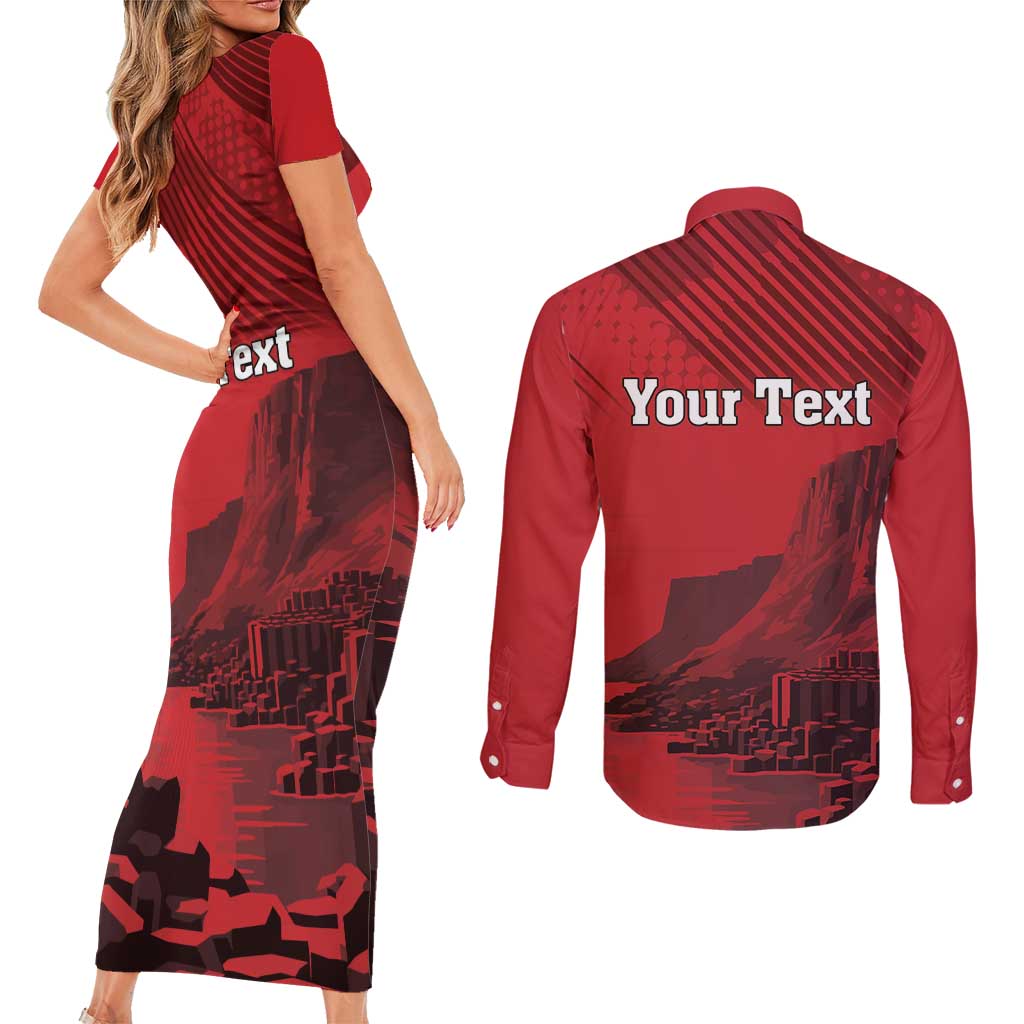Personalized Northern Ireland Couples Matching Short Sleeve Bodycon Dress and Long Sleeve Button Shirt Giant’s Causeway Retro Style
