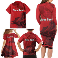 Personalized Northern Ireland Family Matching Long Sleeve Bodycon Dress and Hawaiian Shirt Giant’s Causeway Retro Style