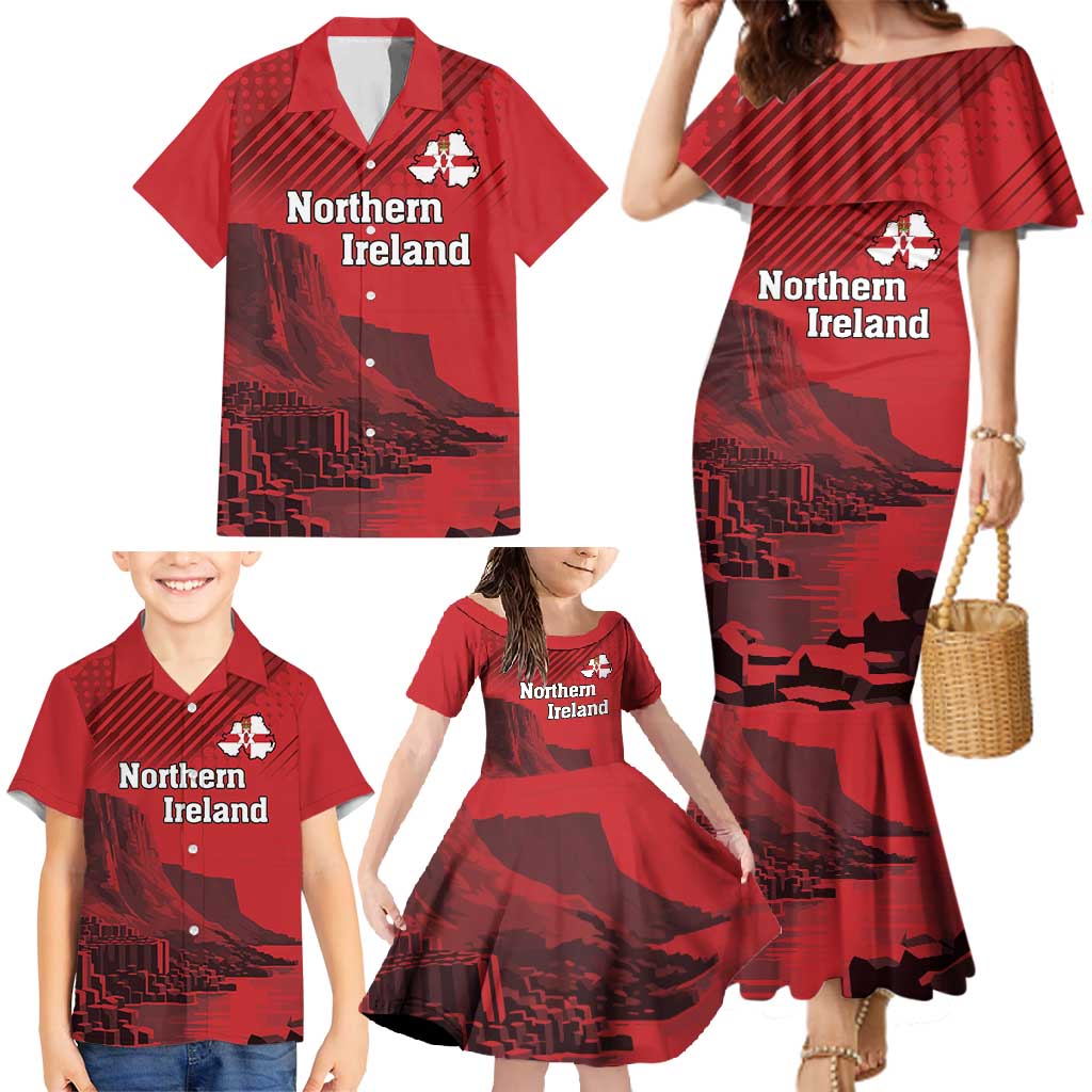 Personalized Northern Ireland Family Matching Mermaid Dress and Hawaiian Shirt Giant’s Causeway Retro Style
