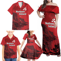 Personalized Northern Ireland Family Matching Off Shoulder Maxi Dress and Hawaiian Shirt Giant’s Causeway Retro Style