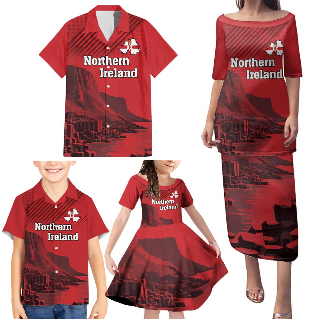 Personalized Northern Ireland Family Matching Puletasi and Hawaiian Shirt Giant’s Causeway Retro Style