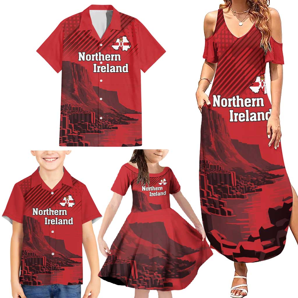 Personalized Northern Ireland Family Matching Summer Maxi Dress and Hawaiian Shirt Giant’s Causeway Retro Style