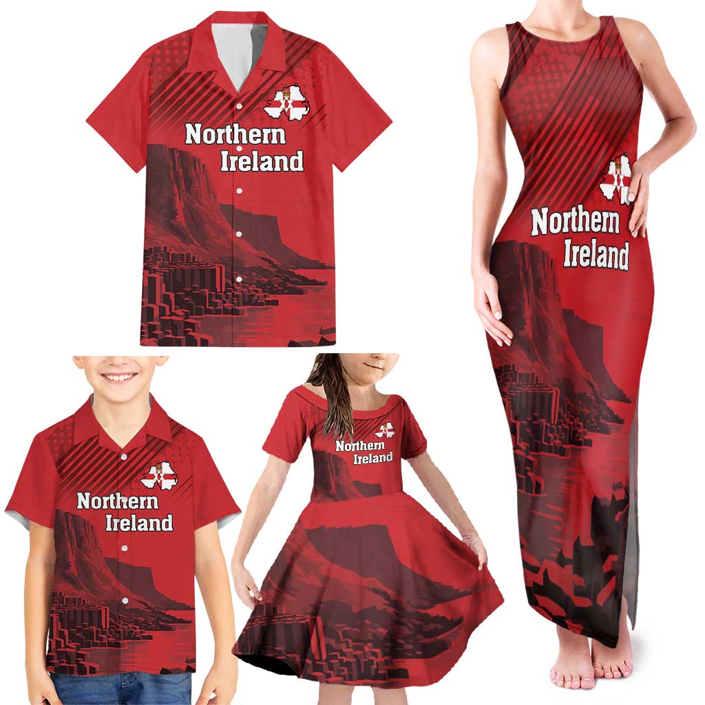 Personalized Northern Ireland Family Matching Tank Maxi Dress and Hawaiian Shirt Giant’s Causeway Retro Style