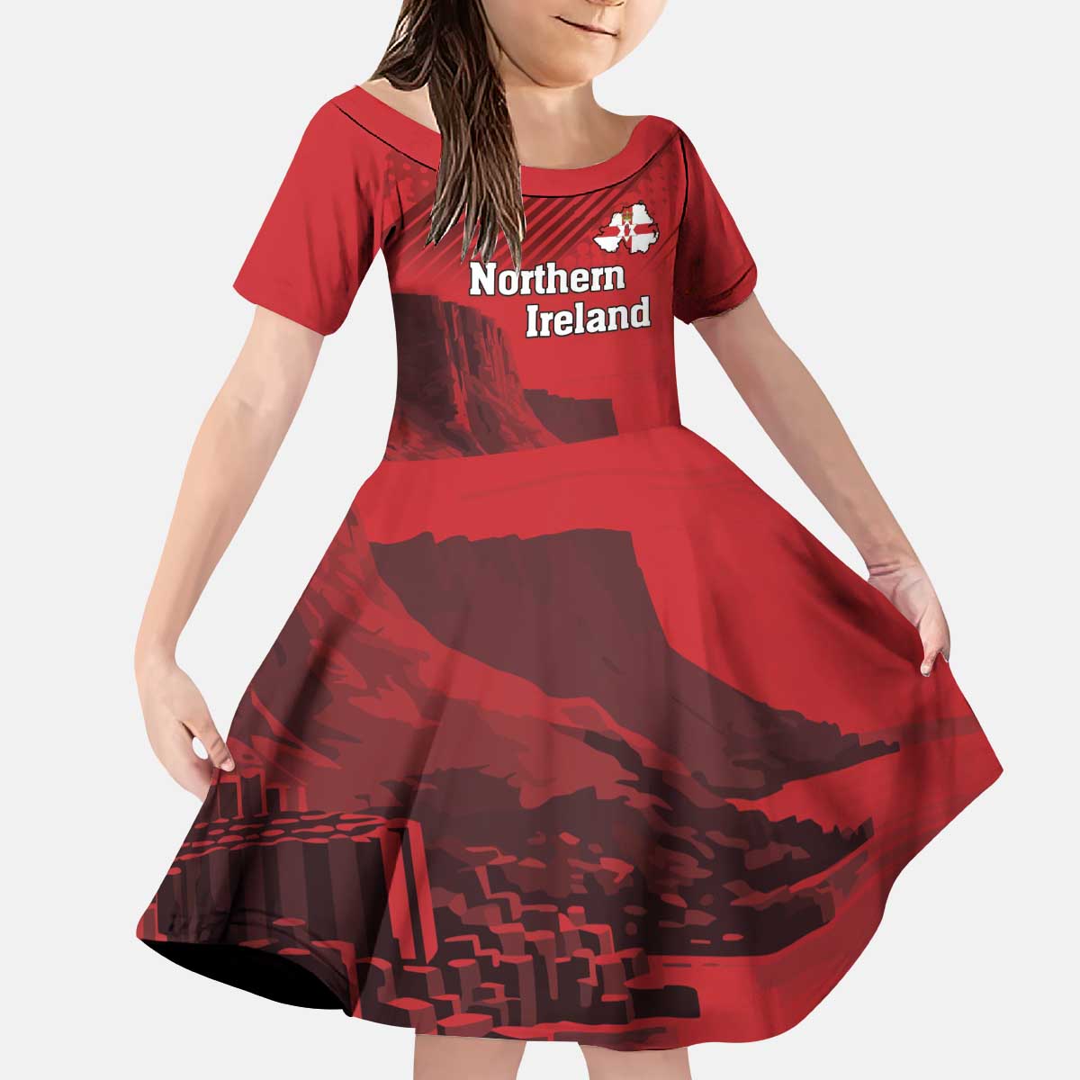 Personalized Northern Ireland Kid Short Sleeve Dress Giant’s Causeway Retro Style