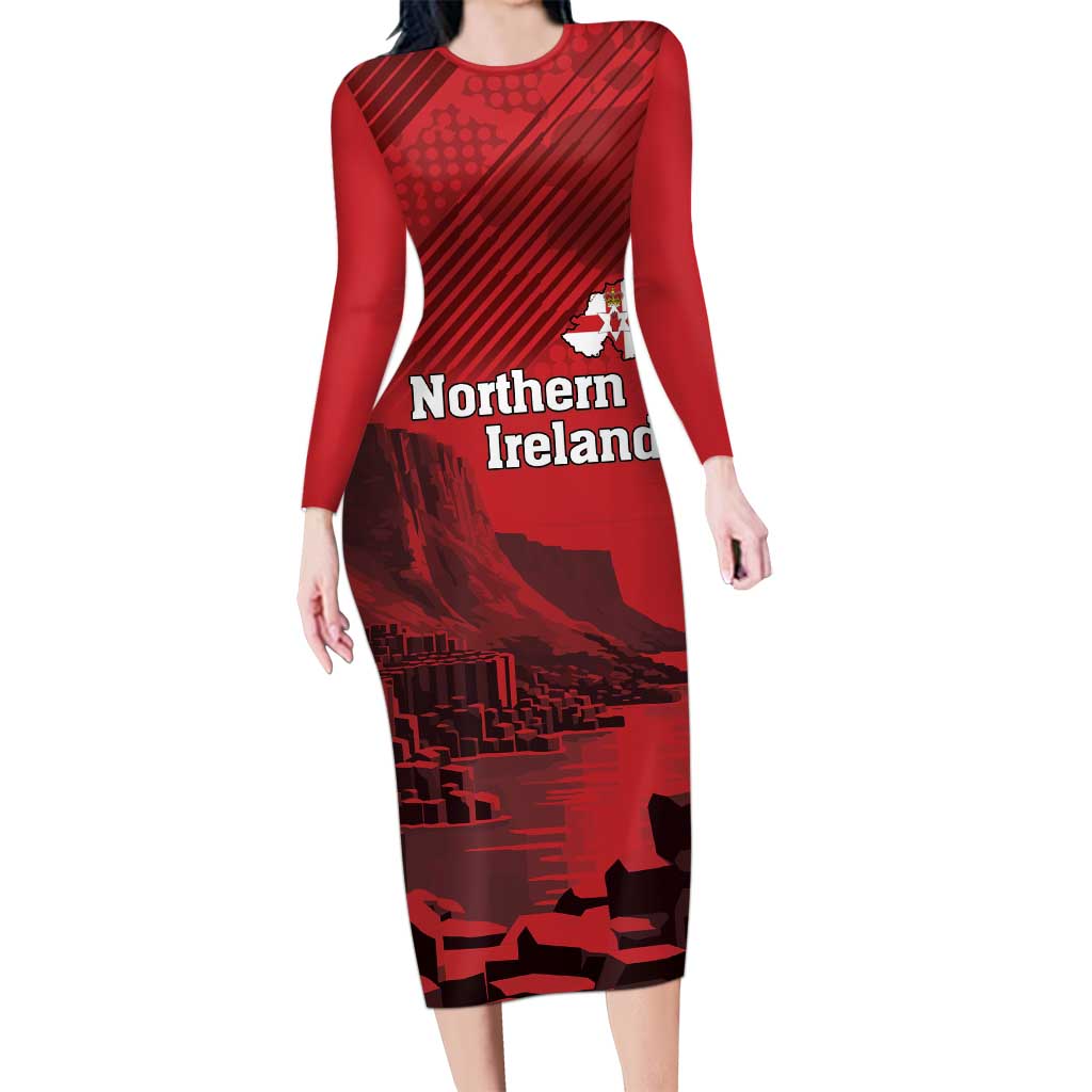 Personalized Northern Ireland Long Sleeve Bodycon Dress Giant’s Causeway Retro Style