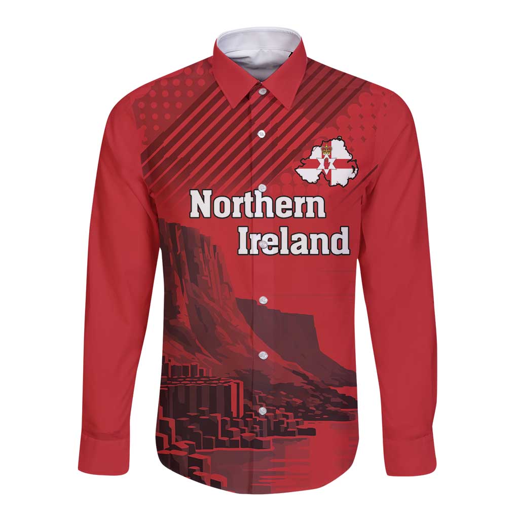 Personalized Northern Ireland Long Sleeve Button Shirt Giant’s Causeway Retro Style