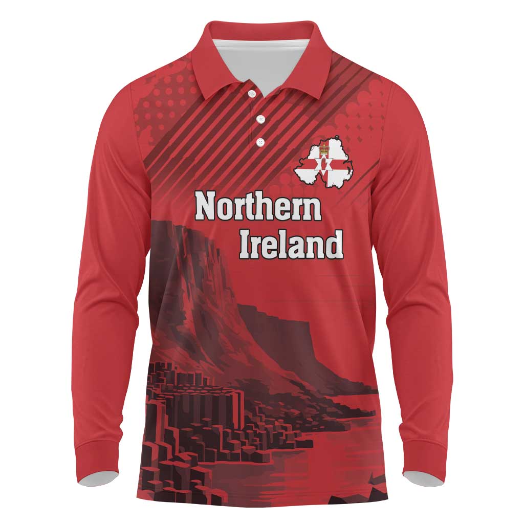 Personalized Northern Ireland Long Sleeve Polo Shirt Giant’s Causeway Retro Style