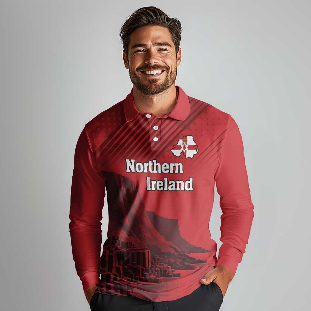 Personalized Northern Ireland Long Sleeve Polo Shirt Giant’s Causeway Retro Style