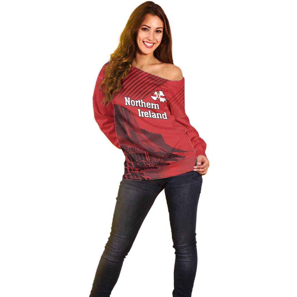 Personalized Northern Ireland Off Shoulder Sweater Giant’s Causeway Retro Style