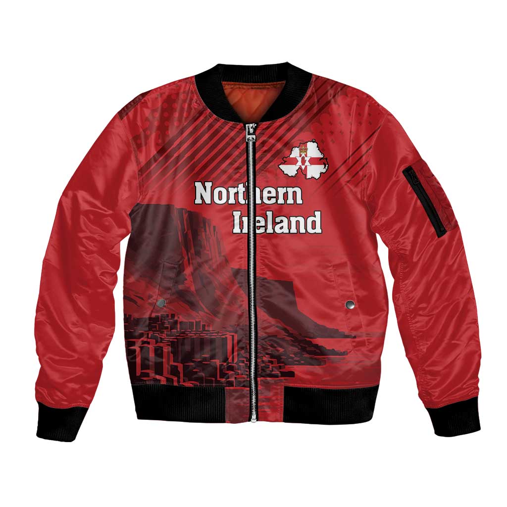 Personalized Northern Ireland Sleeve Zip Bomber Jacket Giant’s Causeway Retro Style