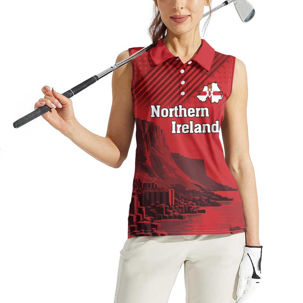 Personalized Northern Ireland Women Sleeveless Polo Shirt Giant’s Causeway Retro Style