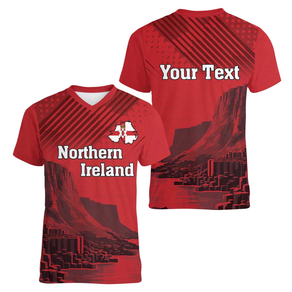 Personalized Northern Ireland Women V-Neck T-Shirt Giant’s Causeway Retro Style