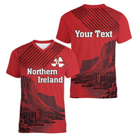 Personalized Northern Ireland Women V-Neck T-Shirt Giant’s Causeway Retro Style