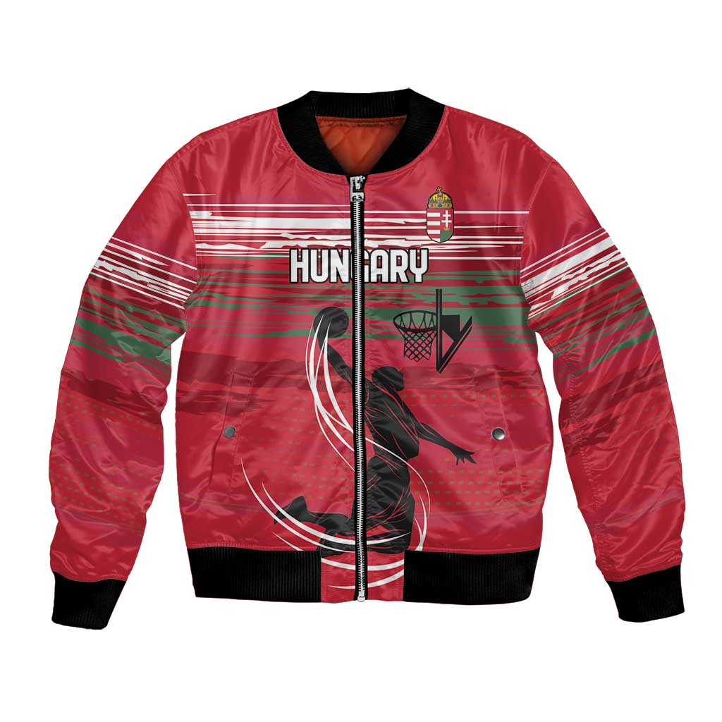 Hungary Basketball Custom Bomber Jacket Come On Magyars Grunge Style - Wonder Print Shop