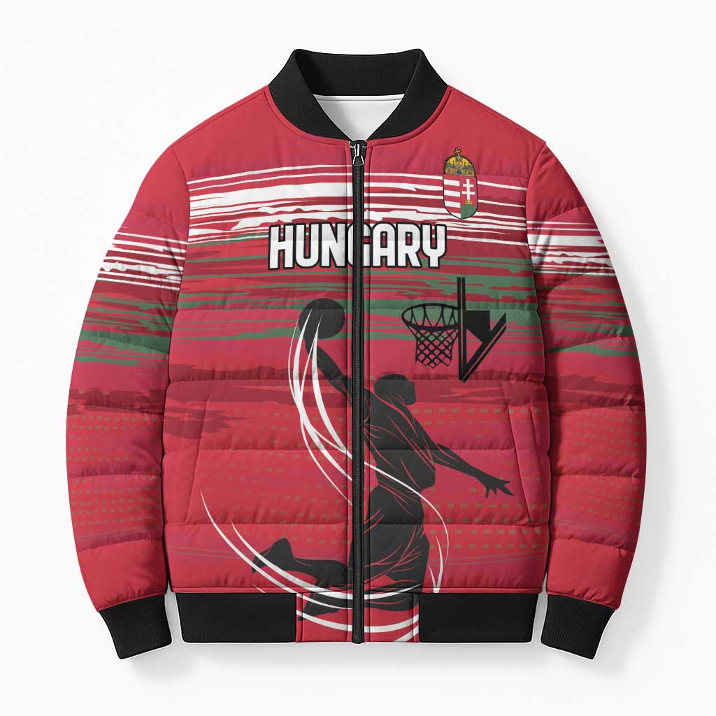 Hungary Basketball Custom Bomber Puffer Jacket Come On Magyars Grunge Style - Wonder Print Shop