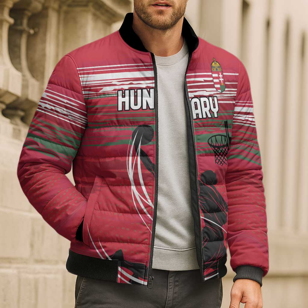 Hungary Basketball Custom Bomber Puffer Jacket Come On Magyars Grunge Style - Wonder Print Shop
