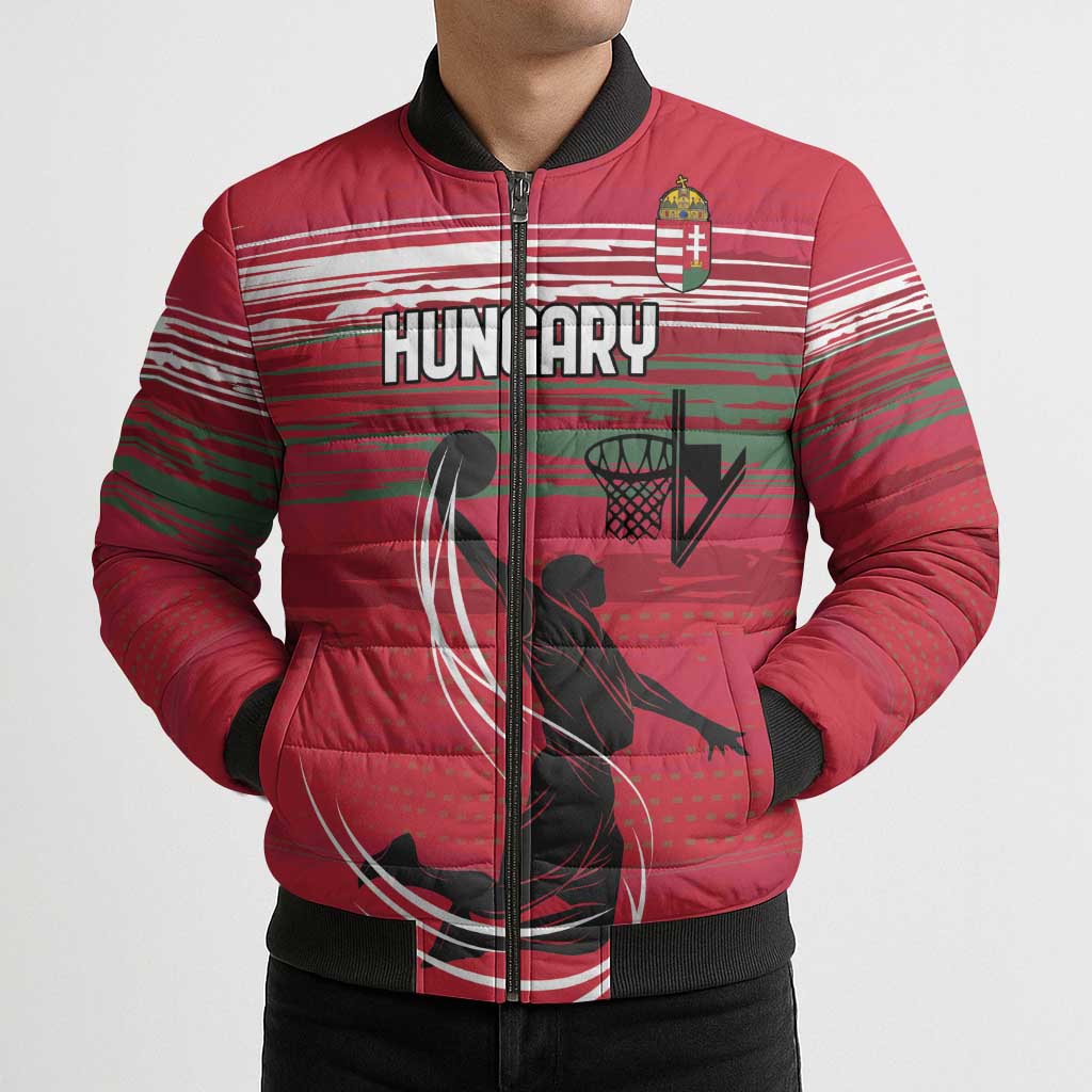 Hungary Basketball Custom Bomber Puffer Jacket Come On Magyars Grunge Style - Wonder Print Shop