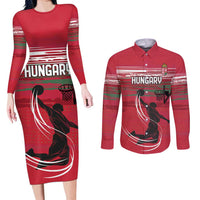 Hungary Basketball Custom Couples Matching Long Sleeve Bodycon Dress and Long Sleeve Button Shirt Come On Magyars Grunge Style - Wonder Print Shop