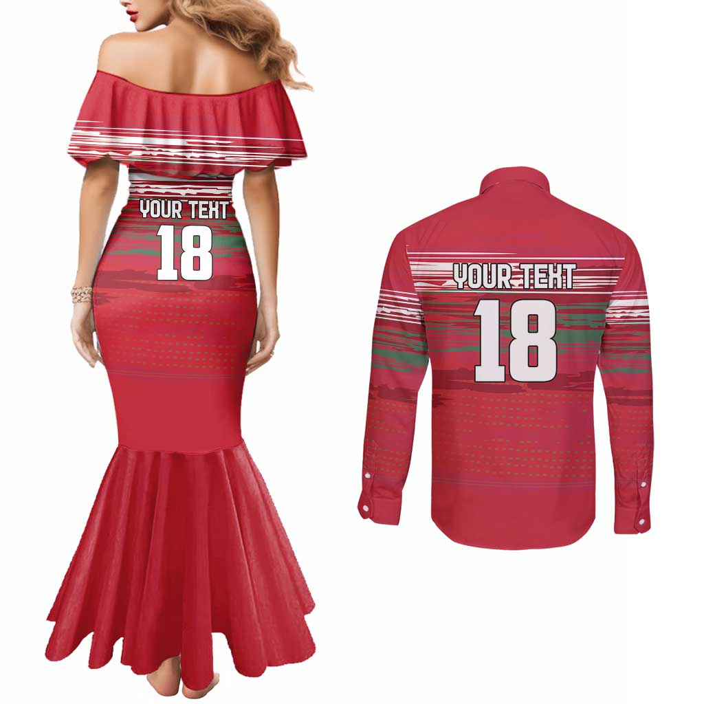 Hungary Basketball Custom Couples Matching Mermaid Dress and Long Sleeve Button Shirt Come On Magyars Grunge Style - Wonder Print Shop