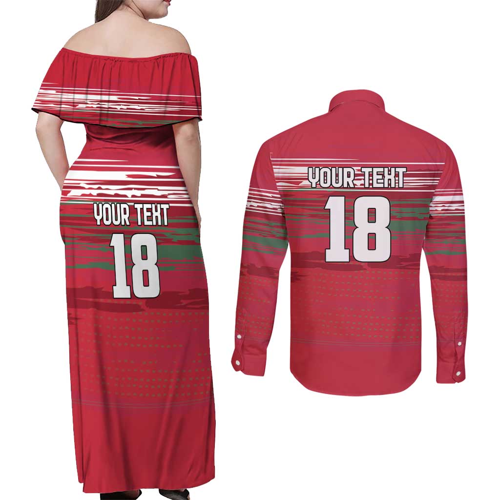 Hungary Basketball Custom Couples Matching Off Shoulder Maxi Dress and Long Sleeve Button Shirt Come On Magyars Grunge Style - Wonder Print Shop
