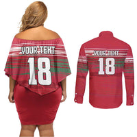 Hungary Basketball Custom Couples Matching Off Shoulder Short Dress and Long Sleeve Button Shirt Come On Magyars Grunge Style - Wonder Print Shop