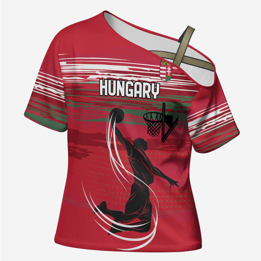 Hungary Basketball Custom Cross Shoulder Shirt Come On Magyars Grunge Style - Wonder Print Shop