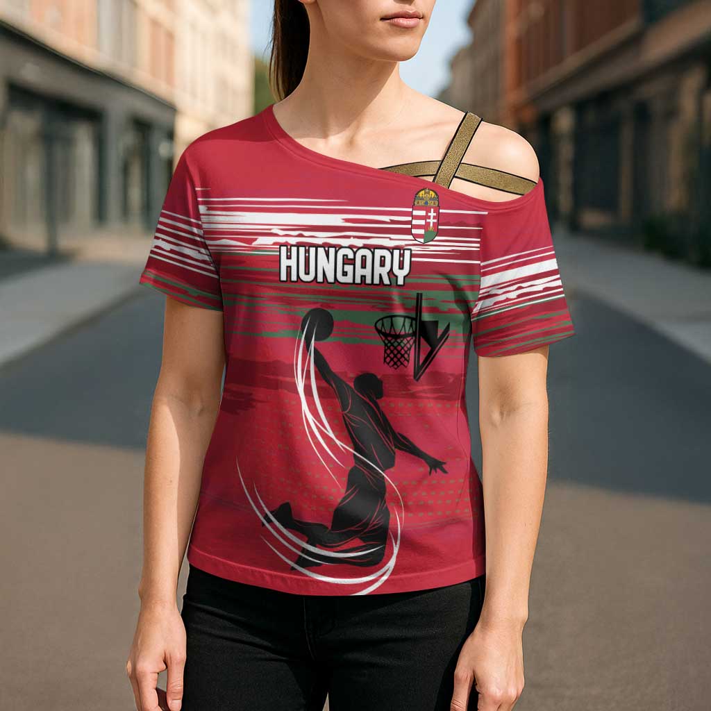 Hungary Basketball Custom Cross Shoulder Shirt Come On Magyars Grunge Style - Wonder Print Shop