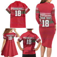 Hungary Basketball Custom Family Matching Long Sleeve Bodycon Dress and Hawaiian Shirt Come On Magyars Grunge Style - Wonder Print Shop