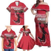 Hungary Basketball Custom Family Matching Off Shoulder Maxi Dress and Hawaiian Shirt Come On Magyars Grunge Style - Wonder Print Shop