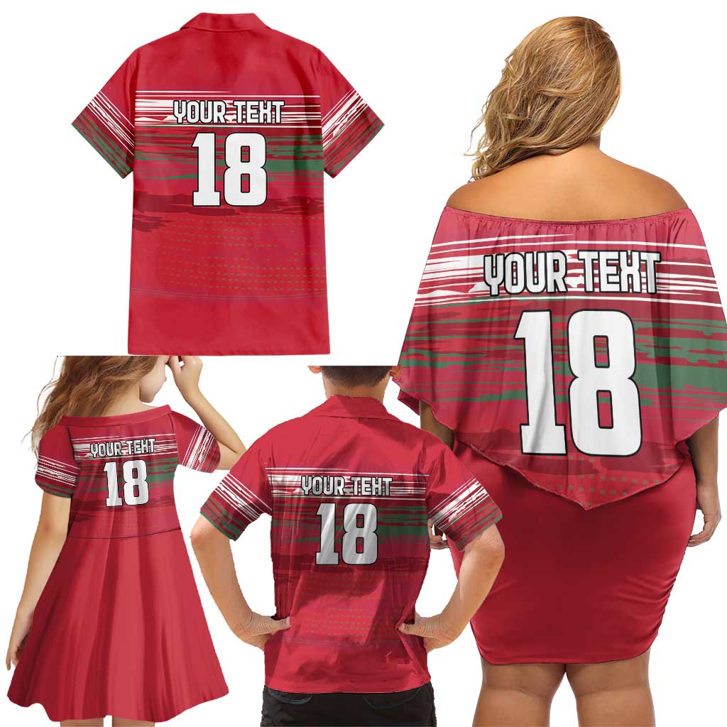 Hungary Basketball Custom Family Matching Off Shoulder Short Dress and Hawaiian Shirt Come On Magyars Grunge Style - Wonder Print Shop