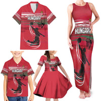 Hungary Basketball Custom Family Matching Tank Maxi Dress and Hawaiian Shirt Come On Magyars Grunge Style - Wonder Print Shop