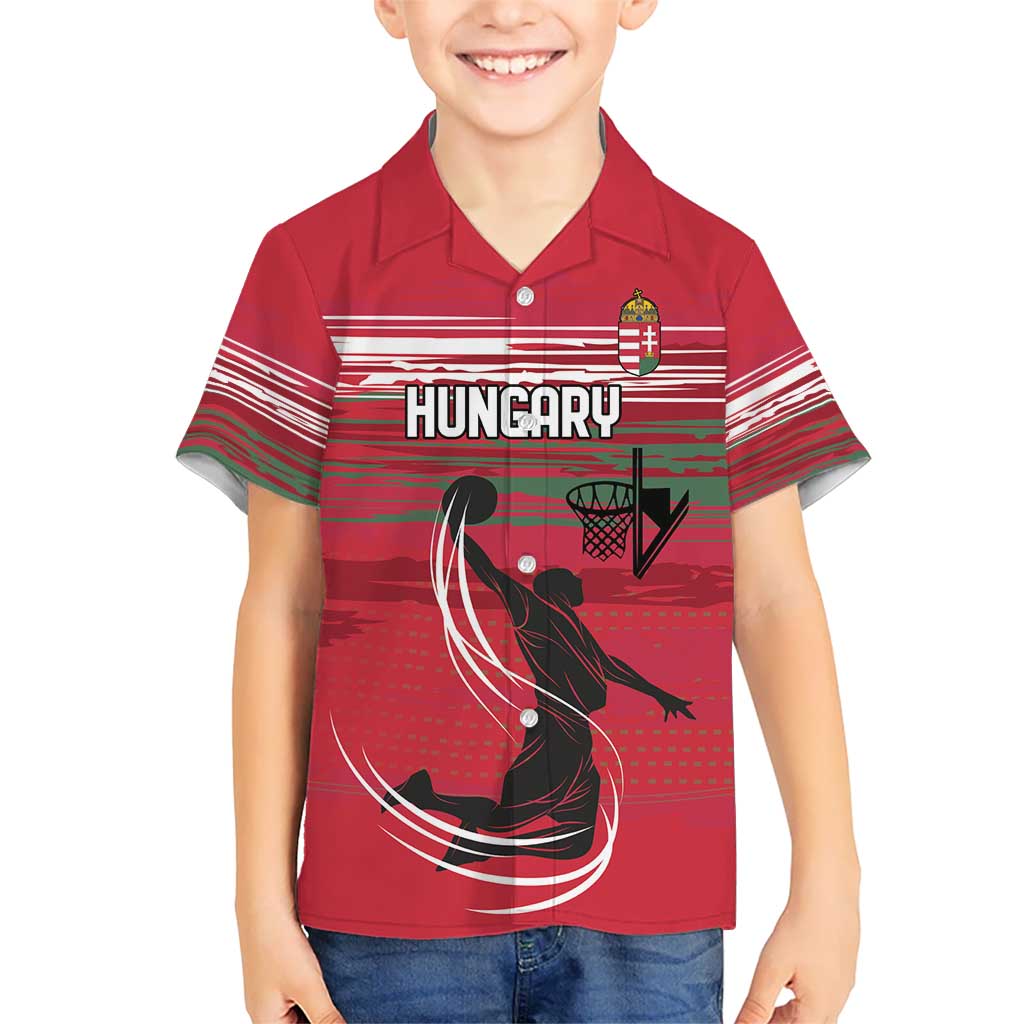 Hungary Basketball Custom Kid Hawaiian Shirt Come On Magyars Grunge Style - Wonder Print Shop