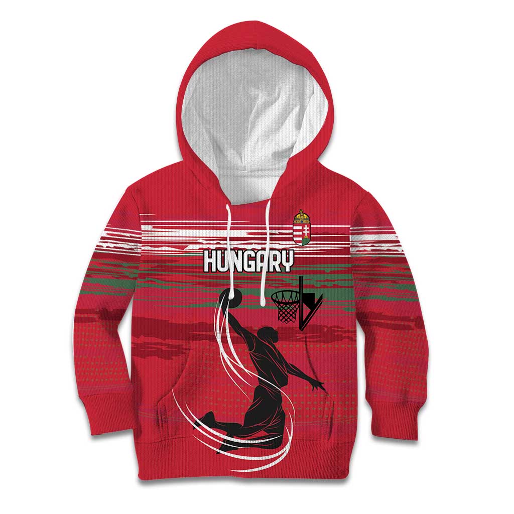 Hungary Basketball Custom Kid Hoodie Come On Magyars Grunge Style - Wonder Print Shop