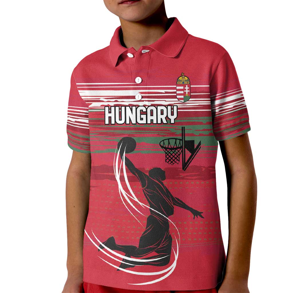 Hungary Basketball Custom Kid Polo Shirt Come On Magyars Grunge Style - Wonder Print Shop