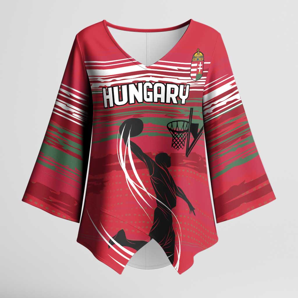 Hungary Basketball Custom Kimono Sleeve Blouse Come On Magyars Grunge Style - Wonder Print Shop