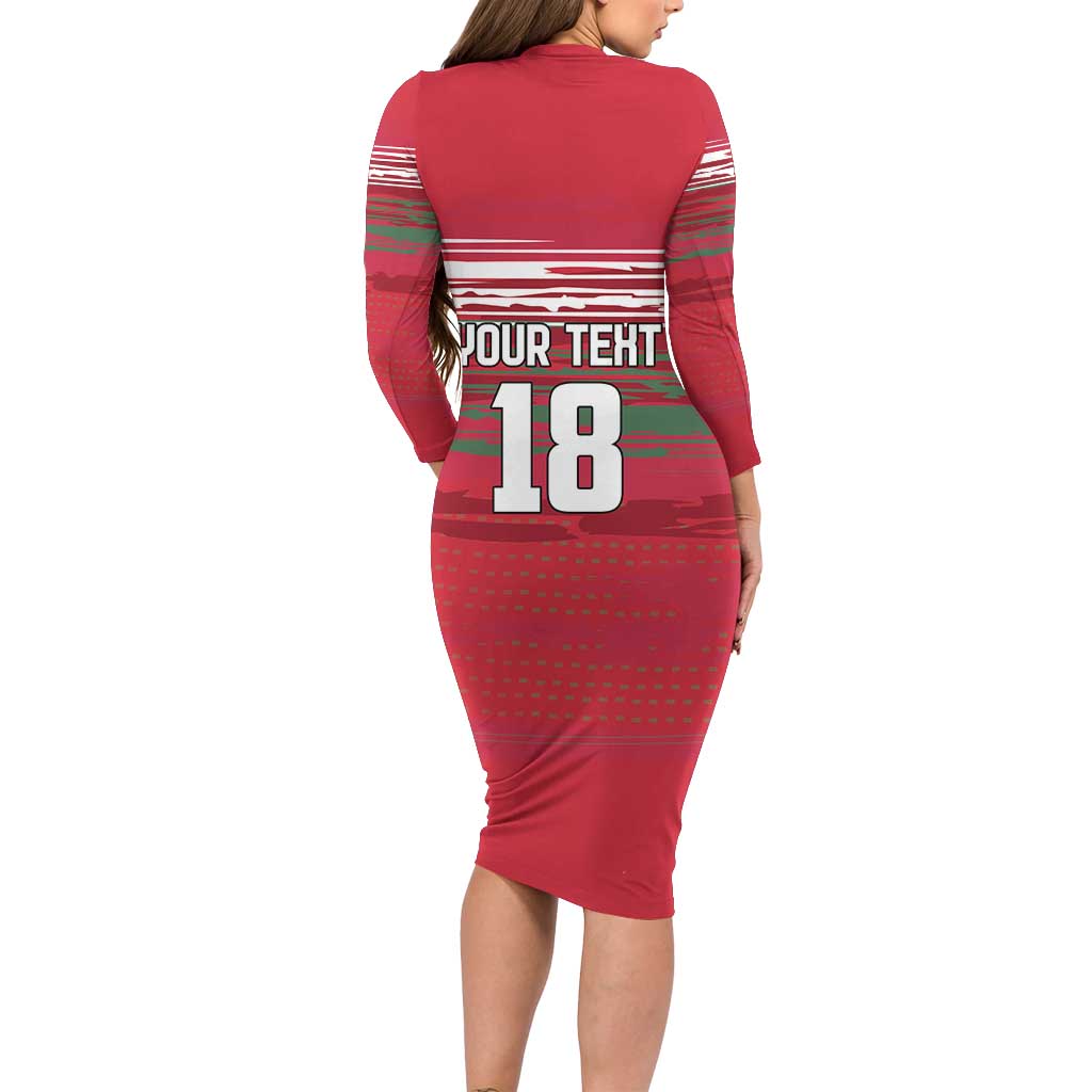Hungary Basketball Custom Long Sleeve Bodycon Dress Come On Magyars Grunge Style - Wonder Print Shop